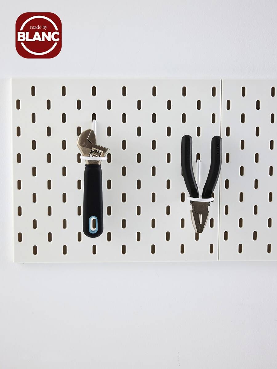 SHEIN Basic living 2入組金屬洞板配件c型掛鉤用於整理工具廚房器具掛在洞板上,洞板掛鉤體育設施存儲(白色) - 白色 - 查看 1