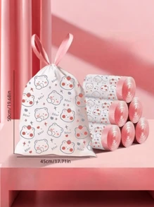 SHEIN 180个装垃圾袋抽绳防漏除臭重型小型垃圾袋适用于厨房浴室办公室汽车家庭节省空间超值装高强度多用途垃圾处理清洁用品无香型家居必需品 - 彩色 - 查看 3