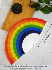 彩虹折扇 1/2/4 件手持彩色派对用品，适用于夏季节日、狂欢节装饰、庆典配件、男女通用舞蹈表演道具、拍摄背景、可重复使用手持扇热带主题活动 - 彩色 - 查看 10