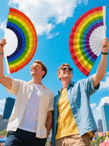 彩虹折扇 1/2/4 件手持彩色派对用品，适用于夏季节日、狂欢节装饰、庆典配件、男女通用舞蹈表演道具、拍摄背景、可重复使用手持扇热带主题活动 - 彩色 - 查看 7