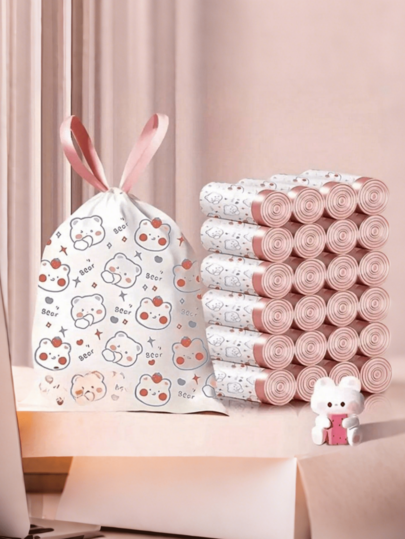 SHEIN 180ชิ้น ถุงขยะแบบมีเชือก กันรั่วซึม ควบคุมกลิ่น ความทนทานสูง ถุงรองถังขยะขนาดเล็กสำหรับห้องครัว ห้องน้ำ สำนักงาน รถ บ้าน ประหยัดพื้นที่ แพ็คคุ้มค่า ความแข็งแรงสูง ใช้งานได้หลากหลาย อุปกรณ์ทำความสะอาด ไม่มีกลิ่น สิ่งจำเป็นในบ้าน