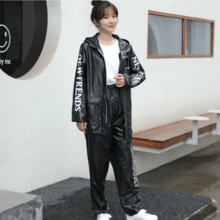 SHEIN 1 件套雨衣套装，含夹克和裤子，防水 PVC 套装，适合骑自行车、送货、摩托车、踏板车、男女通用夏季降温、海滩、旅行 - 彩色 - 查看 4