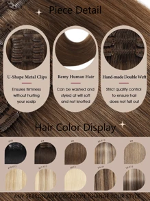 #6 Clip In Hair Extensions Real Human Hair, 20 Inch Remy Human Hair Clip In Extensions For , Invisible Natural Straight Seamless Clip Ins Hair Extensions - S6 - View 4
