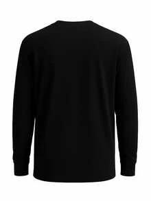 Vans Tricou sport cu mânecă lungă, negru, la modă, cu guler rotund și imprimeu cu litere - Negru - Vizualizare 5