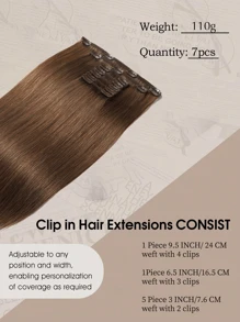 #6 Clip In Hair Extensions Real Human Hair, 20 Inch Remy Human Hair Clip In Extensions For , Invisible Natural Straight Seamless Clip Ins Hair Extensions - S6 - View 3