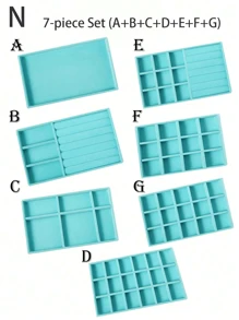 天鹅绒珠宝托盘，大容量珠宝收纳盒，带独立隔层，可堆叠珠宝展示架，可放置耳环、项链、手镯、戒指、发夹、发带等。