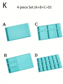 天鹅绒珠宝托盘，大容量珠宝收纳盒，带独立隔层，可堆叠珠宝展示架，可放置耳环、项链、手镯、戒指、发夹、发带等。