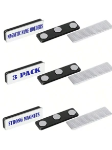 3/12/20 件磁铁用于姓名徽章姓名标签带夹姓名标签磁力带 3 钕磁铁粘性磁铁制服夹克 ID 标签（黑色）