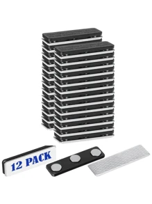 3/12/20 件磁铁用于姓名徽章姓名标签带夹姓名标签磁力带 3 钕磁铁粘性磁铁制服夹克 ID 标签（黑色）