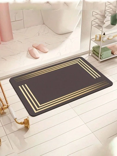 SHEIN 1pc Quick-Dry Bathroom Mat Bath Rug Mat - Non-Slip, Absorbent Diatom Mud Floor Rug With Geometric Design For Shower & Entryway Bathroom Rug Bathroom Floor Mat E Suitable For Family Living Room Kitchen Bedroom Farmhouse Kitchen Father's Day Mother's Day Gift Home Bathroom Decor Floor Carpet Outdoor Rug Door Mat Summer Bathroom Accessories Back To School