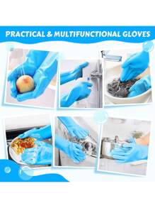 1/2/5 双宠物洗澡手套、硅胶狗淋浴手套和宠物擦拭巾、适用于猫狗的宠物清洁工具 - 藍色 - 查看 6