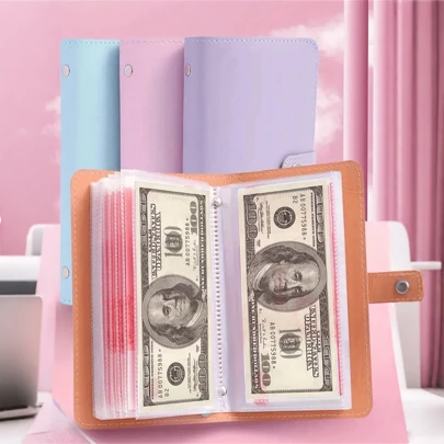 1个PU材质现金钱包，可存放100张纸币和50个内页。适用于存放邮票、银行卡和1A6超大现金纸币，适合生日礼物、母亲节礼物