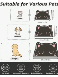 SHEIN 1 pieza Alfombrilla exclusiva y original para alimentar mascotas, antideslizante, absorbente, fácil de limpiar con drenaje, adecuada para gatos y perros, regalo perfecto para amantes de las mascotas, aplicable para diferentes tamaños de mascotas, perros pequeños, gatitos, camas para perros - Adecuada para cocina, comedor, encimeras, bar, sala de estar, baño, multifuncional, con fondo de goma impermeable, suave y fácil de guardar. - Multicolor - Ver 3