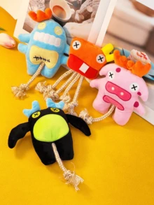 PETSIN 1 件绳索小海怪毛绒宠物声音玩具 - 耐用互动狗玩具，可咀嚼和咬