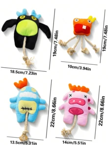 PETSIN 1 件绳索小海怪毛绒宠物声音玩具 - 耐用互动狗玩具，可咀嚼和咬