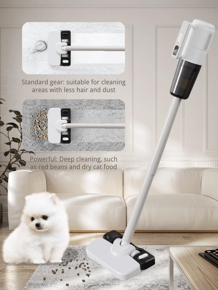 SHEIN Cordless Vacuum Cleaner, 2000mAh Large Capacity Battery, Powerful Vacuum Cleaner, 20-30 Minutes Running Time,Vacuum Cleaner, Suitable For Home Use, Rechargeable Cordless Vacuum Cleaner For Hardwood Floors, Carpets, Pet Hair