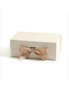 1pc Ribbon Gift Box With Bow Folding Box Style Cosmetic Gift Box For Birthday Presents And Holiday Gifts Valentine's Day, Valentines Wedding, Birthday,Decorations,Wedding, Living Room Decor - Champagne - View 7