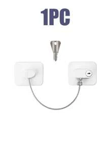 1pc/2pcs/4pcs Refrigerator Door Lock With 2 Keys Stainless Steel Zinc Alloy Adhesive Lock, 16cm Link Wire. Cabinet & Drawer Lock, Fridge Lock With No Drilling Required. Adhesive Childproof Window Lock For Furniture, Washing Machine, Household Appliances.