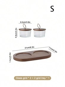 豪华客厅玻璃托盘，带隔间，可放置零食和点心 - 棕色 - 查看 7