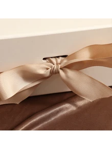 1pc Ribbon Gift Box With Bow Folding Box Style Cosmetic Gift Box For Birthday Presents And Holiday Gifts Valentine's Day, Valentines Wedding, Birthday,Decorations,Wedding, Living Room Decor - Champagne - View 5