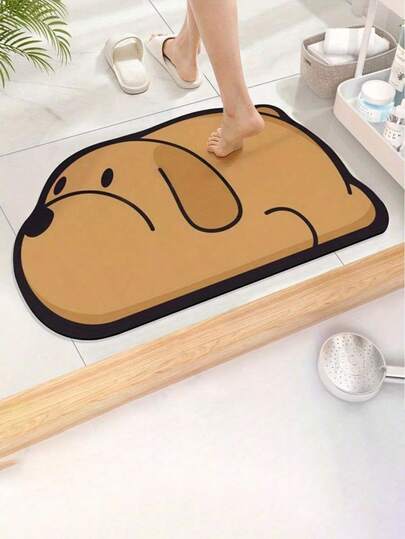 SHEIN 1pc Super Absorbent Diatom Mud Pet Floor/Table Mat - Non-Slip Bottom, Adorable Pet Patterns- Multi-Purpose For Shower, Coffee, Cups, Coffee Machine & Large Dish Drying - Quick-Dry, Easy To Clean - Perfect For Bathroom, Kitchen, Floor, Shower, Entryway, Laundry Room - Ideal Housewarming Gift
