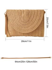 SHEIN 女士极简翻盖包、编织斜挎信封包、女士度假包、假日包、草编钱包、草编沙滩包、沙滩必需品、沙滩必备品、沙滩用品和夏季必备品、最适合海滩氛围的女士包、夏季时尚度假包