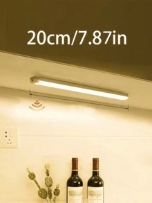 1 件 LED 运动传感器夜灯，白色/暖白色 USB 可充电 LED 橱柜灯，磁性橱柜下无线照明，适用于衣柜、橱柜、楼梯、储藏室 - 白色 - 查看 9