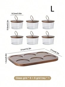 豪华客厅玻璃托盘，带隔间，可放置零食和点心 - 棕色 - 查看 8