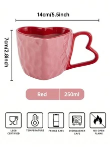 1 PIEZA Taza cerámica con diseño de patrón personalizado en forma de corazón para parejas, para café, leche y diversas bebidas, regalo navideño - Rojo - Ver 8