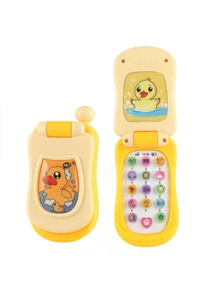 MINKOJA 1PC Plastic Cartoon Music Flip Phone Toy Early Learning Educational Gift For Toddler Preschool Learning Numbers Alphabet Sound Light Fun Interactive Play Birthday Christmas Party - Multicolor - View 6