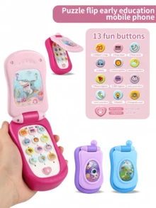 MINKOJA 1PC Plastic Cartoon Music Flip Phone Toy Early Learning Educational Gift For Toddler Preschool Learning Numbers Alphabet Sound Light Fun Interactive Play Birthday Christmas Party - Multicolor - View 2