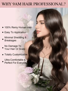 9AM Hair 巧克力棕色波浪无胶假发 真人发丝 预拔 预剪 无胶前蕾丝假发 可直接佩戴 6x5 波浪卷发 180% 密度 #4 闭合假发 漂白结 女士 - S4 - 查看 10