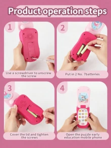 MINKOJA 1PC Plastic Cartoon Music Flip Phone Toy Early Learning Educational Gift For Toddler Preschool Learning Numbers Alphabet Sound Light Fun Interactive Play Birthday Christmas Party - Multicolor - View 10