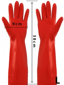 1 件装耐用橡胶清洁手套防水防滑厨房手套可重复使用防护洗碗手套男女园艺烹饪洗涤家居必需品防滑家用橡胶手套红色家居装饰厨房配件 - 紅色 - 查看 10