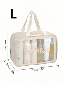 1/3 件防水盥洗包，化妆包，大号透明化妆包，化妆品收纳袋，PVC 加厚洗漱包，适用于旅行和浴室收纳，护肤品收纳袋便携式旅行包，大容量（白色）