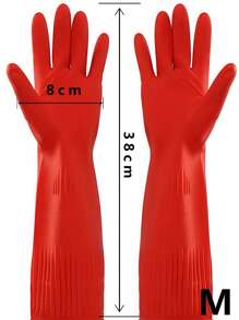 1 件装耐用橡胶清洁手套防水防滑厨房手套可重复使用防护洗碗手套男女园艺烹饪洗涤家居必需品防滑家用橡胶手套红色家居装饰厨房配件 - 紅色 - 查看 14