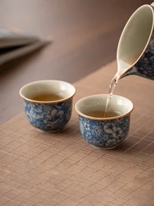 Cirelle Floral Ceramic Tea Cup, Handmade Retro Teacup With Underglaze Floral Painting, High-Quality Personal Teacup For Home, Cafe, Restaurant, Office, Tea House, Party, Birthday, Holiday, Wedding & Gift | Tea Set,Tea,Chinese Tea Set,Cup Set,Matcha,Matcha Cups