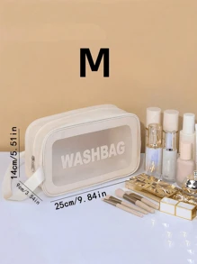 1/3 件防水盥洗包，化妆包，大号透明化妆包，化妆品收纳袋，PVC 加厚洗漱包，适用于旅行和浴室收纳，护肤品收纳袋便携式旅行包，大容量（白色）