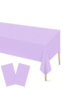 1 pièce/2 pièces Nappe jetable de couleur unie rectangulaire légère violet clair, en polyester, convient pour les mariages, les anniversaires, les rassemblements quotidiens, les décorations de fête, facile à nettoyer