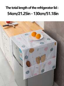 SHEIN 1 件冰箱防尘罩，多功能防水收纳挂袋防尘布，家用冰箱洗衣机罩顶盖，造型简约时尚，高档面料，色彩雅致，多用途罩子，防水防污，两侧口袋设计，适用于返校、办公室、家居、旅行、包包、整理器、收纳 - 白色 - 查看 2