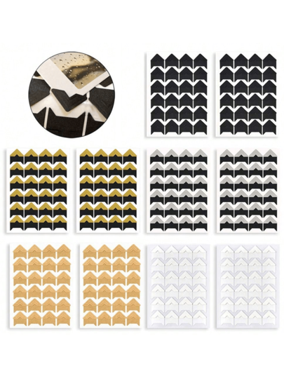 SHEIN 15 folhas, 360 peças, adesivos autoadesivos para cantos de fotos, para scrapbook, álbum de fotos, diário de viagem, livro de memórias ou diário, volta às aulas, material escolar