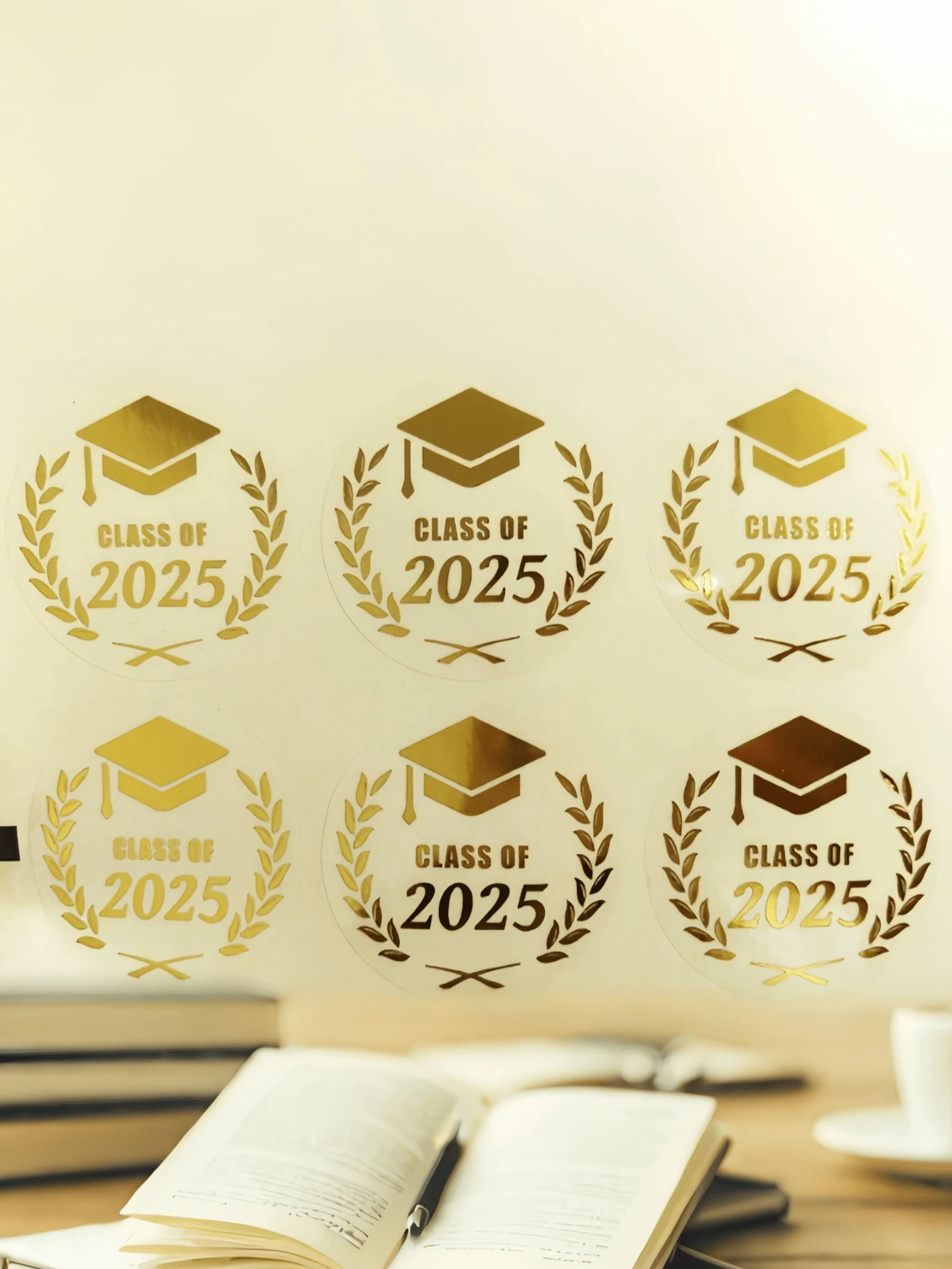 120/60/24 件毕业贴纸 2025 - 2025 届金箔贴纸，毕业祝贺标签，可用于毕业帽、毕业证书、信封、派对礼品、礼品装饰、毕业派对用品、批量毕业贴纸 - 彩色 - 查看 1