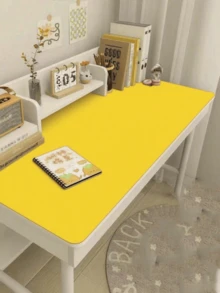 SHEIN 1 PC Of Eye Protection Green Desk Mat PU Leather Tablecloth Children's Study Computer Desk Mat Dustproof Easy To Clean Non-Slip And Oil-Proof - Yellow - View 1