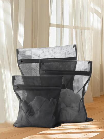 1/3/6pcs Black Mesh Bag Laundry Bag Household Machine Washing Clothes Washing Bag, Underwear Bra Washing Bag, Washing Mesh Bag Set Zipper,Spring,Minimalist,Summer Tops