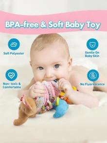 Zazumi 1件装动物婴儿床吊饰带铃铛镜子悬挂玩具大象婴儿床装饰早教感官玩具适用于幼儿园卧室装饰批发