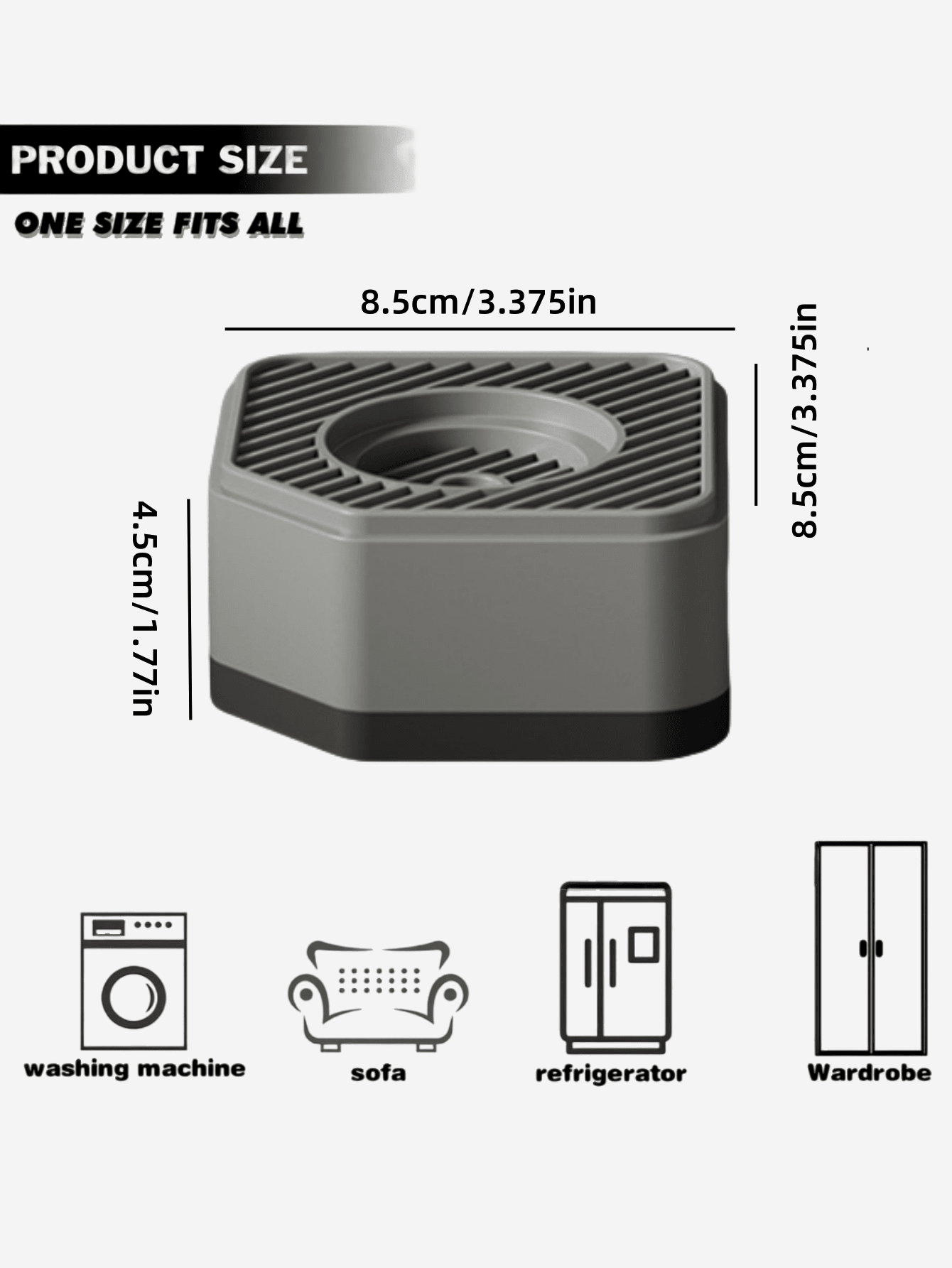 (4 Pcs) Washing Machine Shockproof Pads - High Wear-Resistant Square Rubber Feet For Washing Machine And Dryer Base, Noise Reduction And Shock Absorption Support Protection Base, Suitable For Sofas, Chairs, Refrigerators, Washing Machines, Dryers And Other Large Furniture Appliances - Grey - View 8