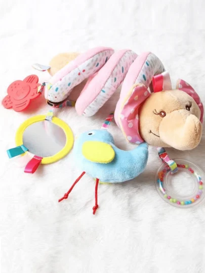 Zazumi 1PC Animal Crib Mobile With Bell Mirror Hanging Toys Elephant Crib Decor Early Education Sensory Toy For Nursery Bedroom Decor Wholesale