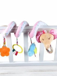 Zazumi 1件装动物婴儿床吊饰带铃铛镜子悬挂玩具大象婴儿床装饰早教感官玩具适用于幼儿园卧室装饰批发