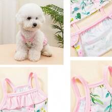 Conjunto de traje de baño para perro, ropa para perro, falda y traje de baño con estampado de leopardo rosa, bikini de verano transpirable y con estilo, accesorios de fotografía para mascotas, suministros para mascotas, adecuado para perros y gatos para nadar