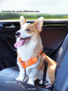 PETSIN 1pc Dog & Cat Car Harness Reflective Strap Retractable Leash, Pet Travel Car Belt With Adjustable Buckle, Automotive Pet Supplies, Popular In Europe & America - Multicolor - View 5